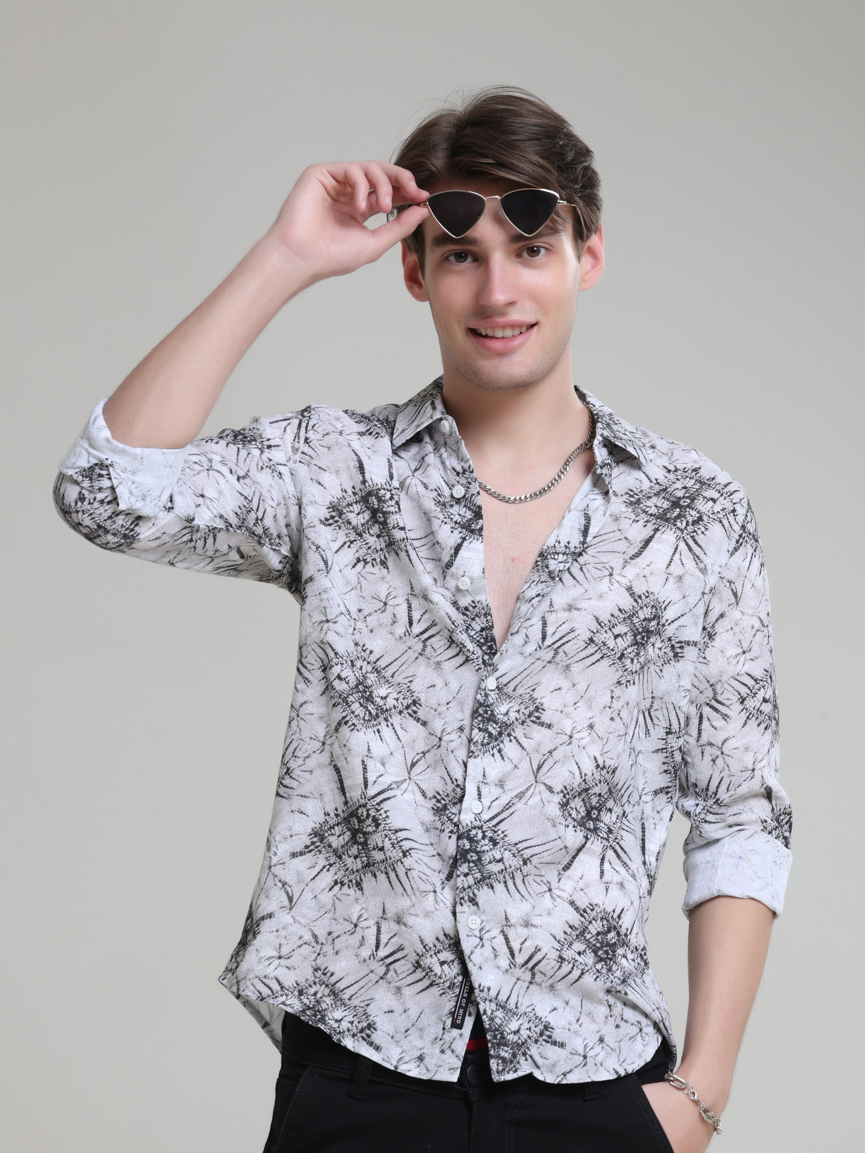 Buy Ash Rayon Printed Full Sleeve Shirt For Men Online