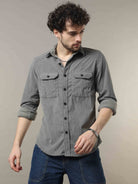 Buy Latest Dark Grey Corduroy Shirts Mens IndiaRs. 1499.00