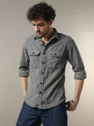 Buy Latest Dark Grey Corduroy Shirts Mens IndiaRs. 1499.00