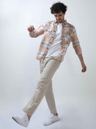 Buy Stylish Tangerine and Rust Brown Mens Cotton Linen ShirtRs. 1399.00