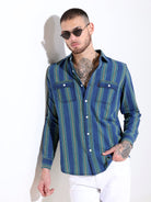 Dollar Green & Navy Indigo Double Pocket ShirtRs. 1499.00