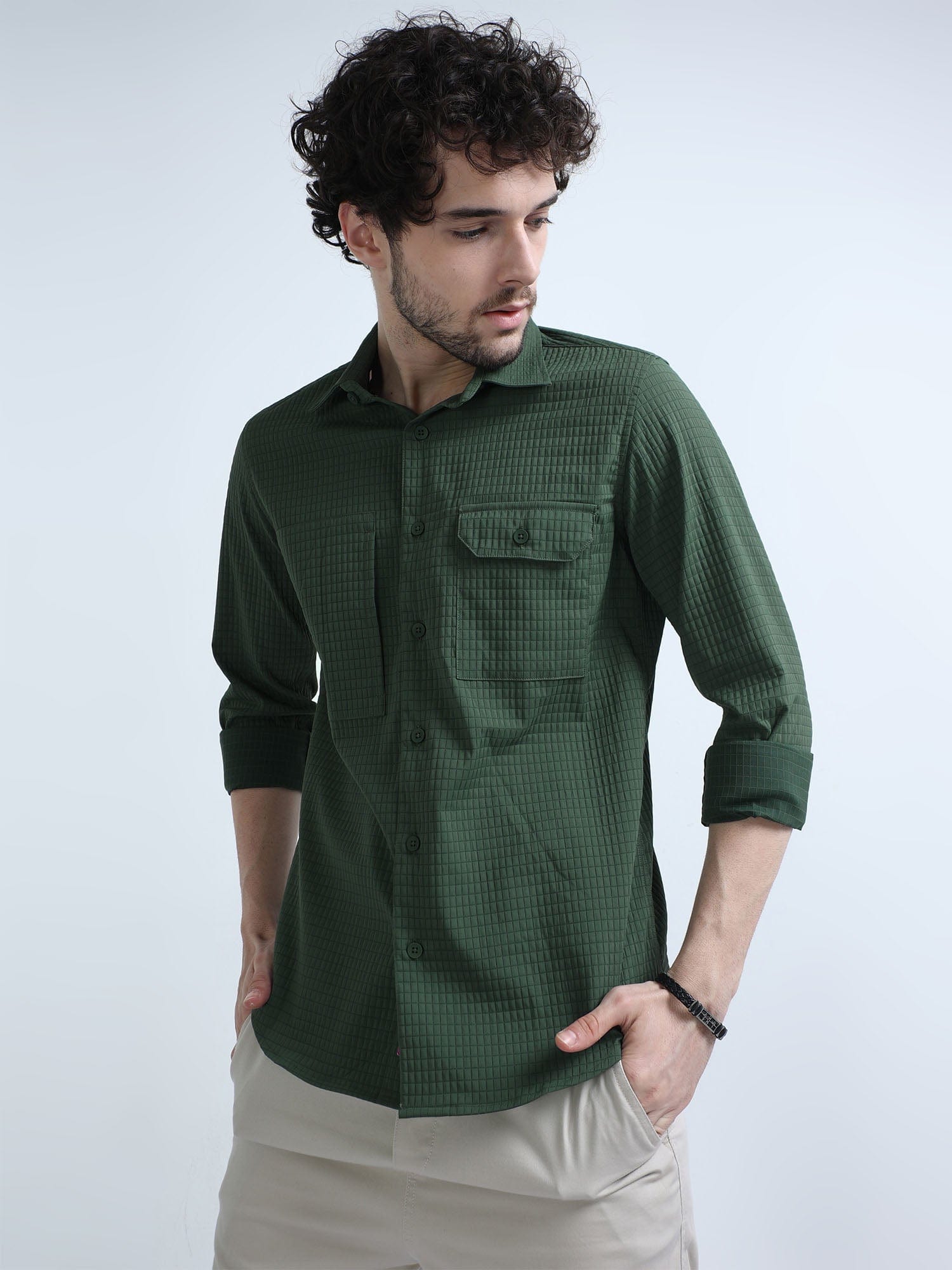 Shop Stylish Basil Green Shirt Men Online In India