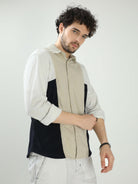 Buy Stylish White And Navy Tricolor Shacket for MenRs. 1599.00