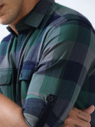 Buy Trendy Green And Blue Check Shirt OnlineRs. 1399.00