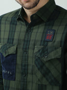 Buy forest & Kaitoke Green Checks Double Pocket Shirt OnlineRs. 1449.00