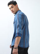 Shop Cool And Comfortable Blue Striped Shirt OnlineRs. 1549.00