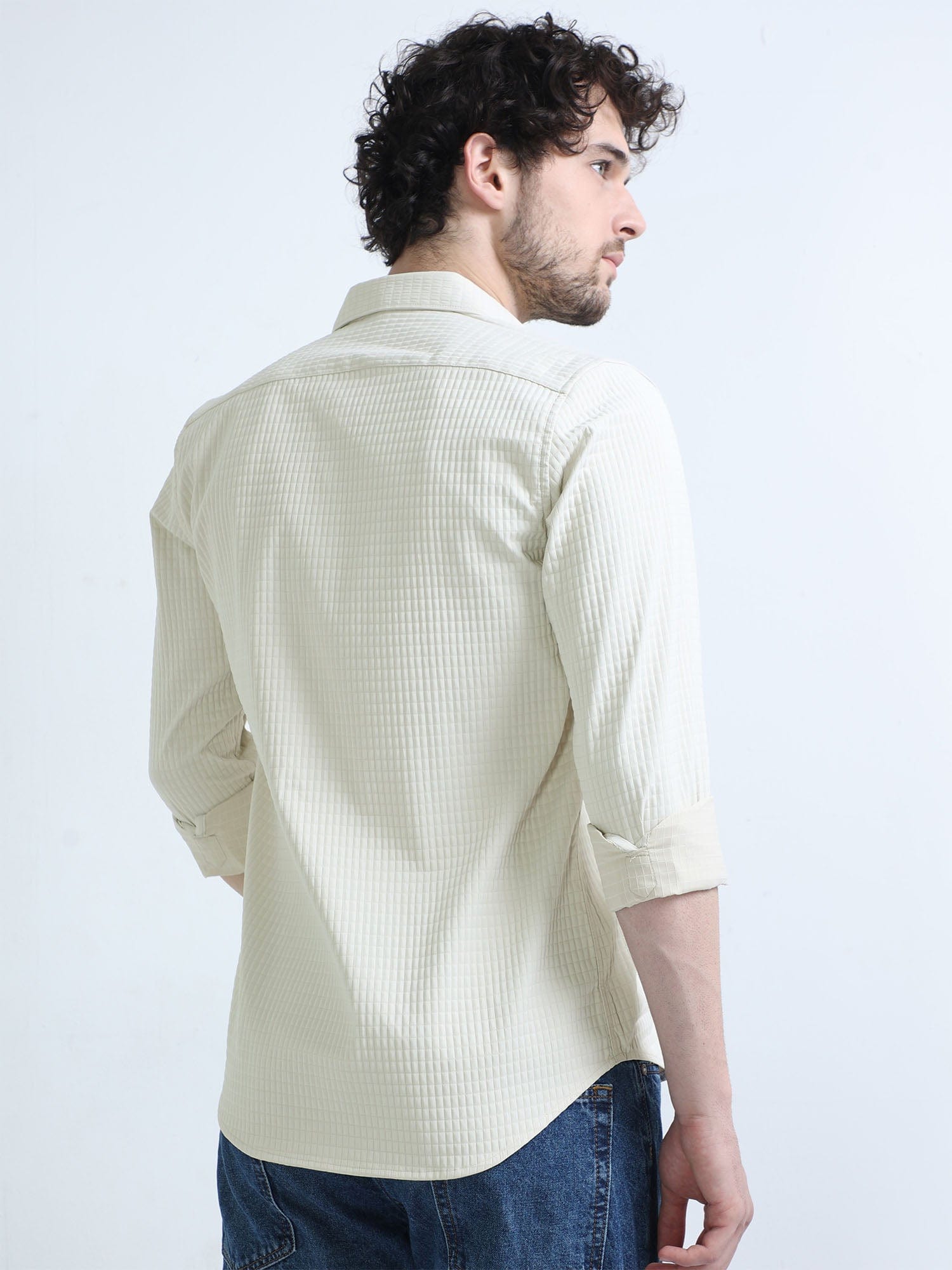Shop Cool Ivory Double Pocket Solid Shirt For Men OnlineRs. 1349.00