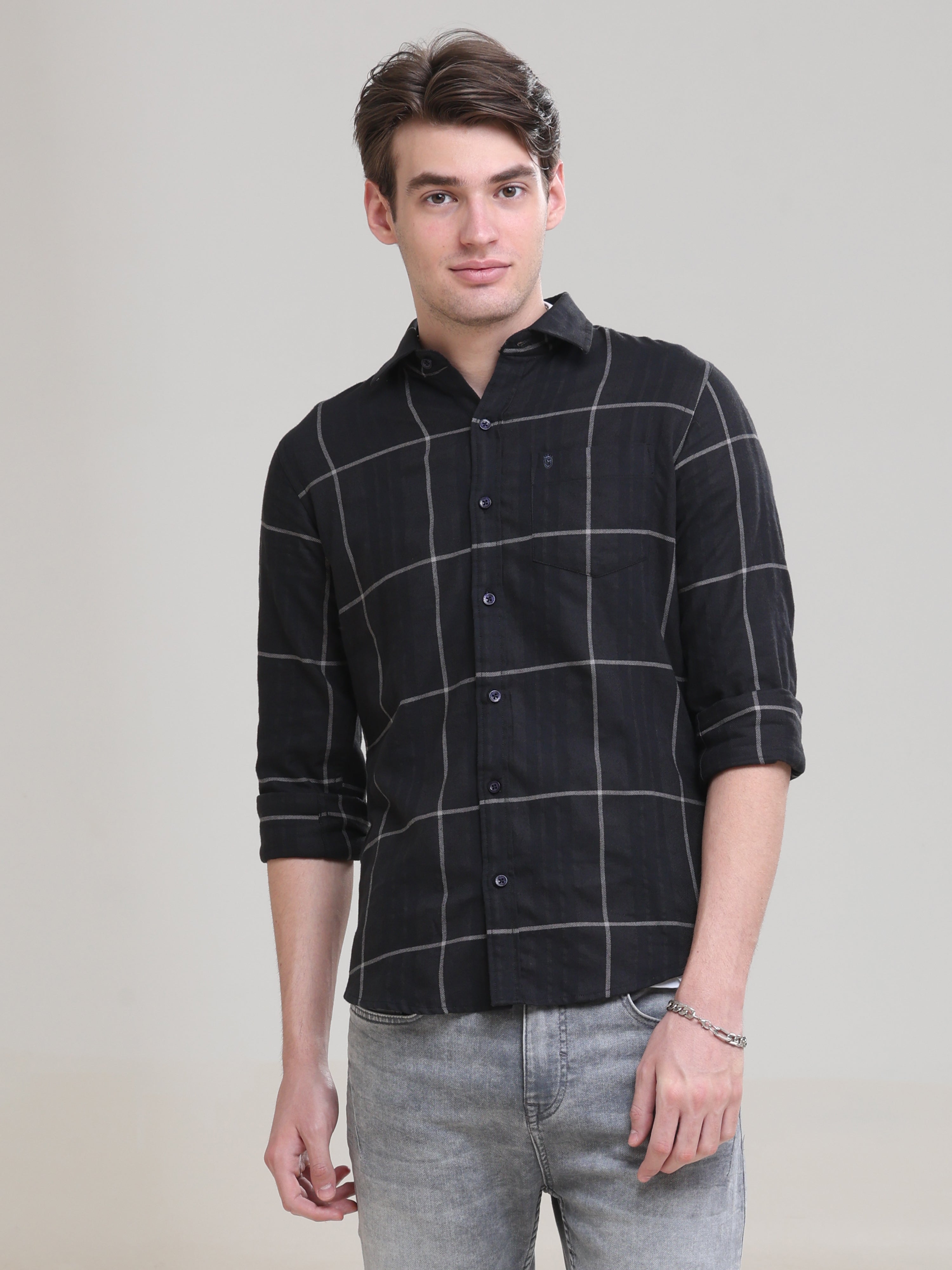 Black Check Shirts - Buy Black Check Shirts online in India