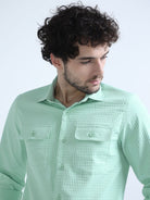 Buy Stylish Textured Solid Light Green Shirt Mens OnlineRs. 1349.00