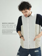 Shop Latest Double Pocket White Corduroy Shirt OnlineRs. 1599.00