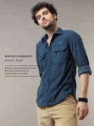 Buy Stylish Indigo Double Pocket Corduroy Shirt MensRs. 1499.00