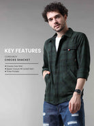 Shop Green And Burgundy Check Shirt Jacket MensRs. 1549.00