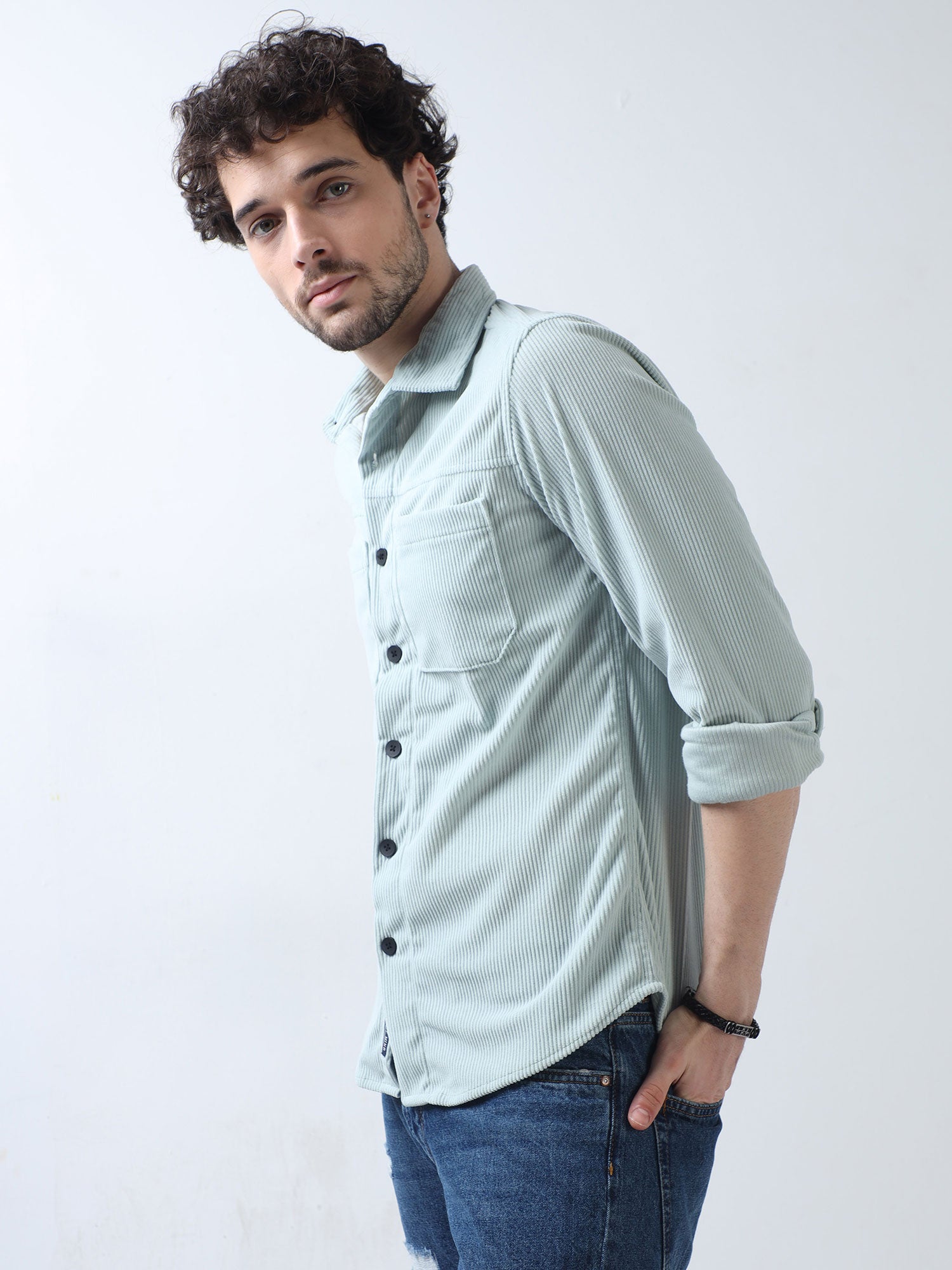 Buy cool green double pocket shirt at great priceRs. 1499.00