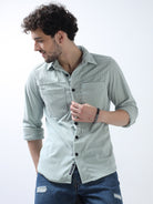 Buy cool green double pocket shirt at great priceRs. 1499.00