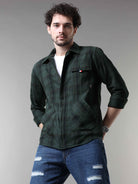 Shop Green And Burgundy Check Shirt Jacket MensRs. 1549.00