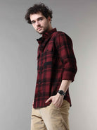 Buy Stylish Red And Black Check Shirt for Men OnlineRs. 1399.00