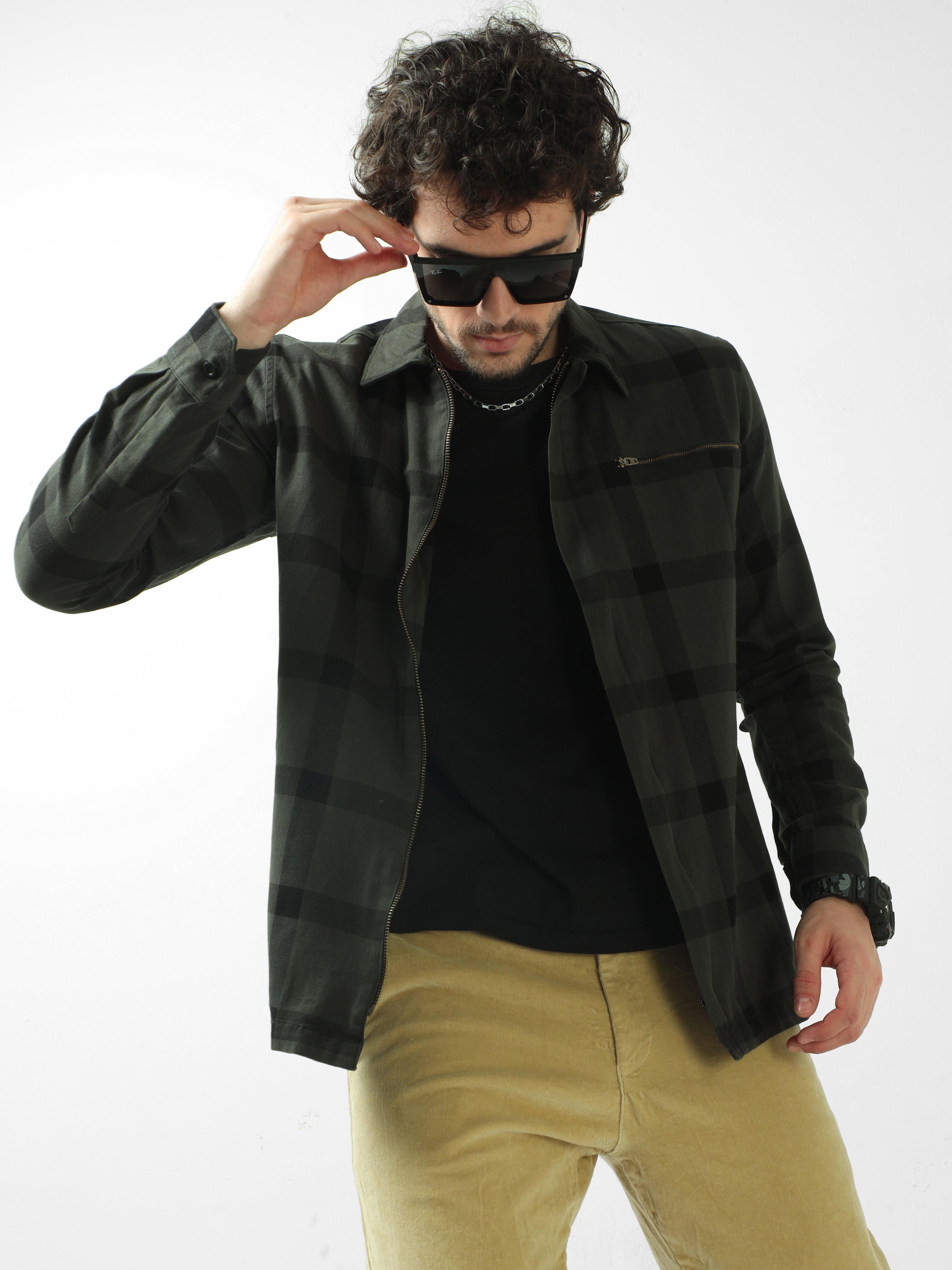 Buy Latest Moss Green Check Shirt Online at Great PriceRs. 1499.00