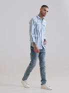 Rhino Gray & White Indigo Double Pocket ShirtRs. 1499.00